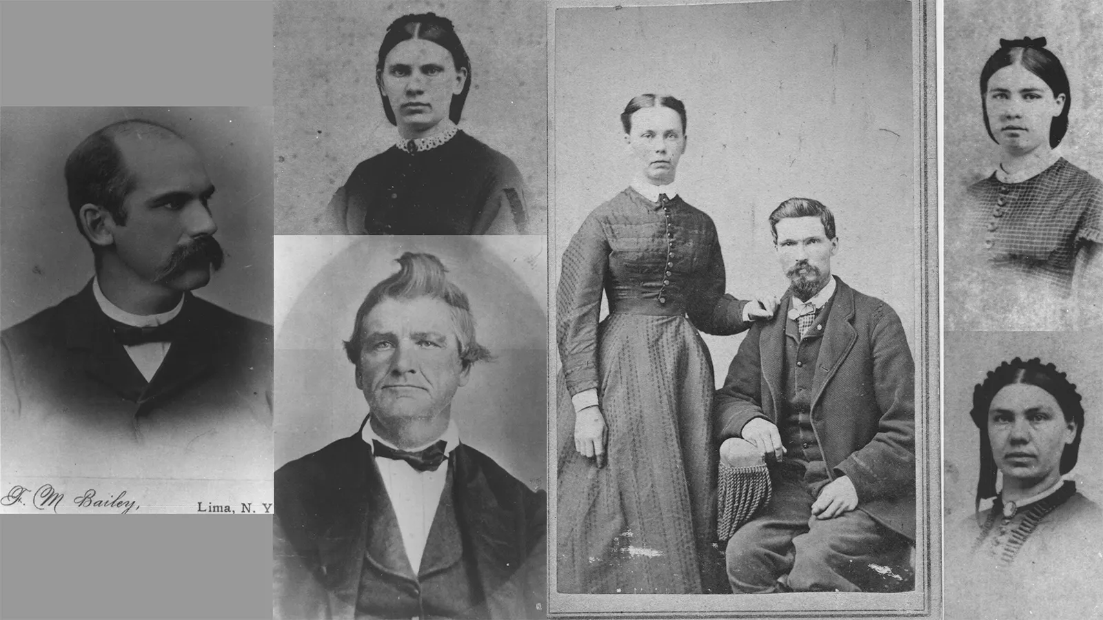 A collage of antique photos depicting members of the Webster household