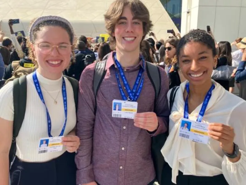 Ohio State students showing their ID tags