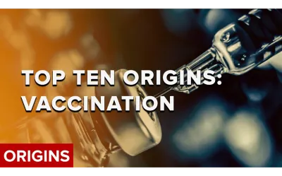 Syringe needle inserted into a vial
